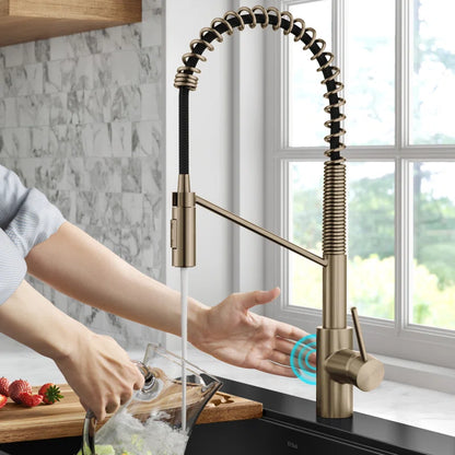 Oletto Touchless Sensor Commercial Pull-Down Single Handle Kitchen Faucet with Quickdock Top Mount Assembly