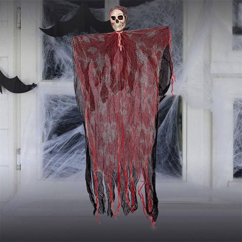 Halloween Hanging Ghost Pendant Dyed Blood Horror Skull Pendants for Halloween Party Patio Lawn Window House Decoration