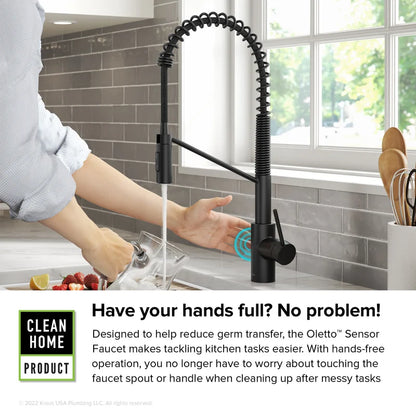 Oletto Touchless Sensor Commercial Pull-Down Single Handle Kitchen Faucet with Quickdock Top Mount Assembly