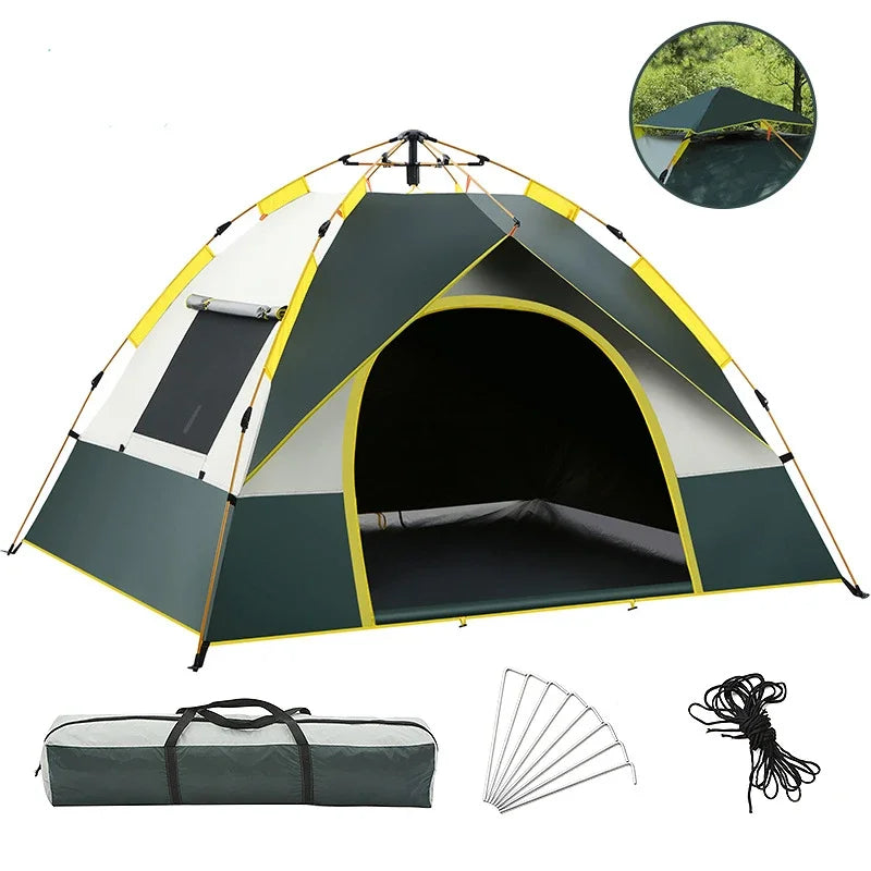 Travel Family Rainproof Windproof 1-4 Person Fully Automatic Tent Camping Sunshade Awning Shelter Beach Easy Open Hiking Tents