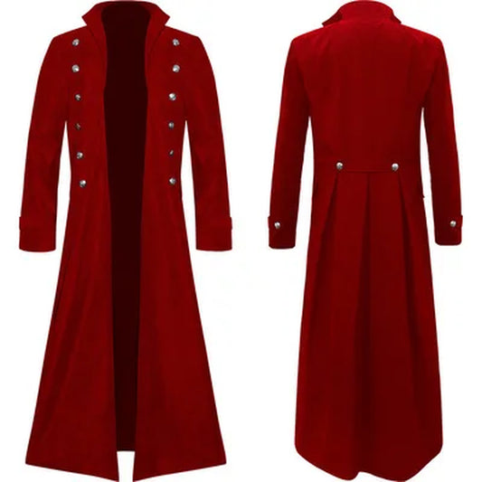 Mens Steampunk Medieval Tailcoat Long Jacket Retro Gothic Victorian Frock Coat Uniform Halloween Cosplay Costume Abrigo Hombre