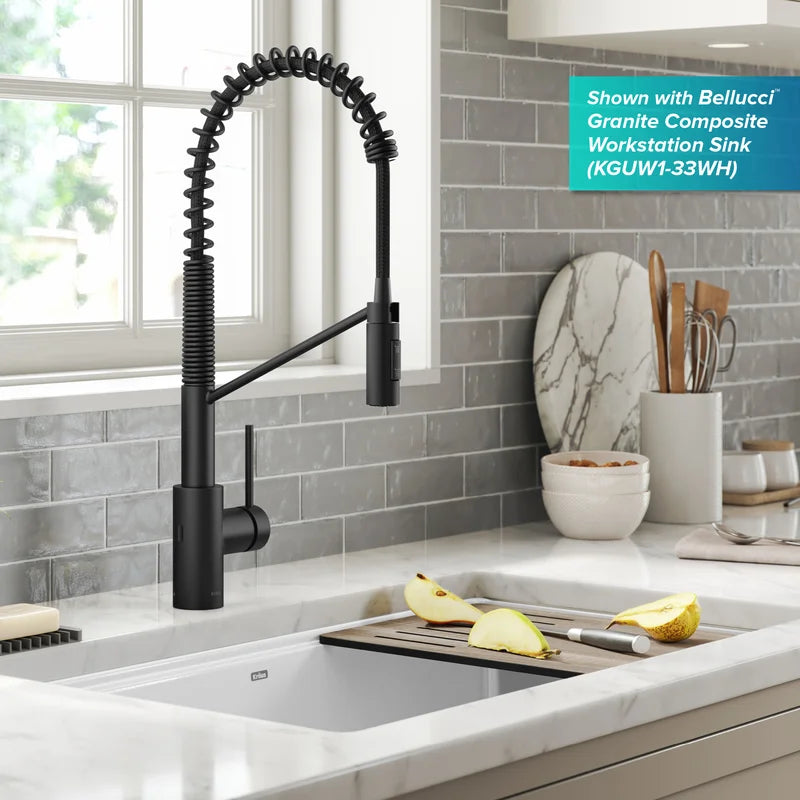 Oletto Touchless Sensor Commercial Pull-Down Single Handle Kitchen Faucet with Quickdock Top Mount Assembly