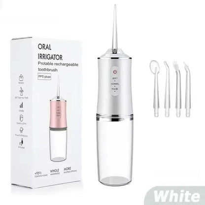 Oral Irrigator Portable Dental Water Flosser USB Rechargeable Water Jet Floss Tooth Pick 4 Jet Tip 220Ml 3 Modes IPX7 1400Rpm