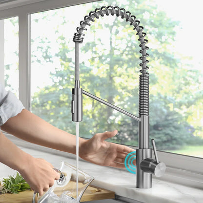 Oletto Touchless Sensor Commercial Pull-Down Single Handle Kitchen Faucet with Quickdock Top Mount Assembly