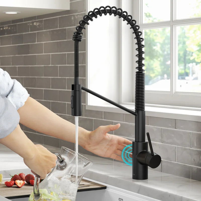 Oletto Touchless Sensor Commercial Pull-Down Single Handle Kitchen Faucet with Quickdock Top Mount Assembly