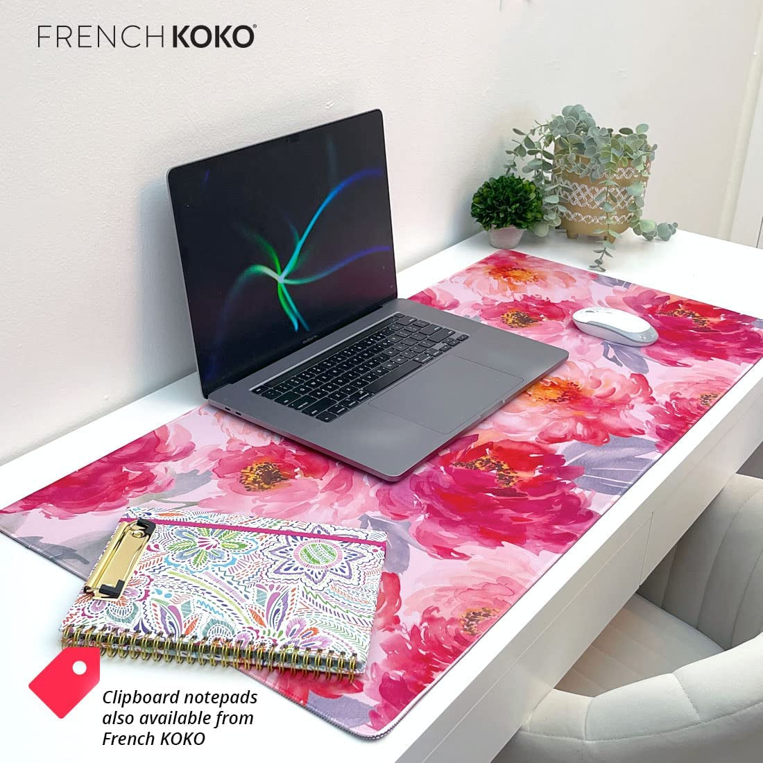 Desk Mat, Large Desk Pad Large Mouse Pad Cute Desk Accessories Home Office Essentials XL Desk Mat Desk Pad Mat for Keyboard Mouse Desk Pads on Top of Desks Computer Pink Floral Women Girls