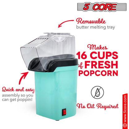 5Core Hot Air Popcorn Machine, 16 Cup, Electric Oil-Free Pop Corn