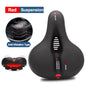 Hollow Breathable Bicycle Saddle Men Women MTB Road Bike Saddle Shock Absorbing Comfortable Big Butt Bike Seat Safety Warning