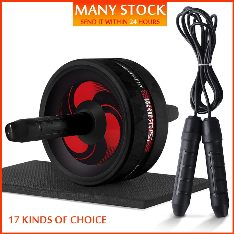 New 2 in 1 Ab Roller&Jump Rope No Noise Abdominal Wheel Ab Roller with Mat for Arm Waist Leg Exercise Gym Fitness Equipment