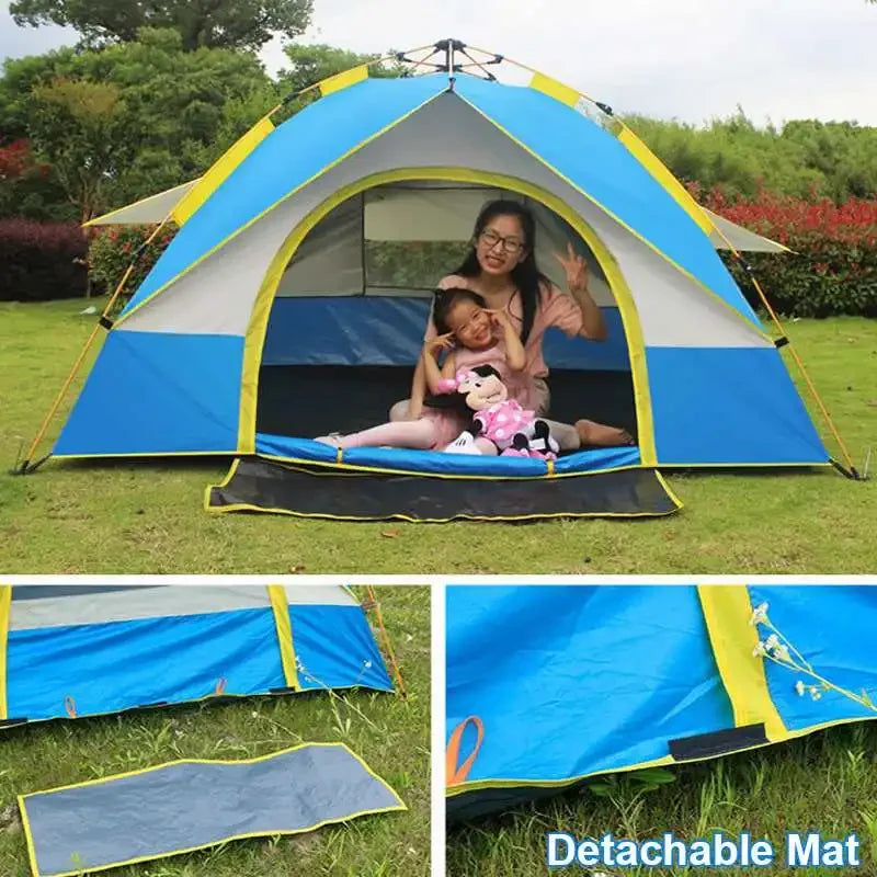 Travel Family Rainproof Windproof 1-4 Person Fully Automatic Tent Camping Sunshade Awning Shelter Beach Easy Open Hiking Tents