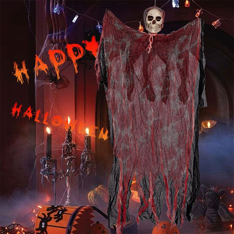 Halloween Hanging Ghost Pendant Dyed Blood Horror Skull Pendants for Halloween Party Patio Lawn Window House Decoration