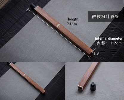 1pc Wood Incense Tube Natural Square Wooden Incense Stick Barrel Holder Convenient Carrying