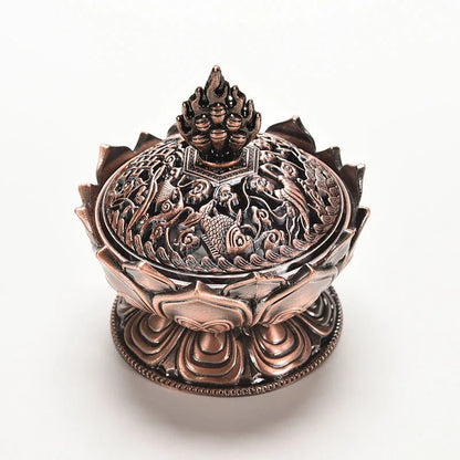 1Pc Holy Tibetan Lotus Incense Burner Alloy Bronze Mini Incense Burner Incensory Metal Craft Home Decor 7.8*7.2*6.0cm