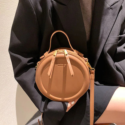 Round Leather Crossbody Bags For Women Luxury High Quality Handbags Women Bags Designer Shoulder Bag Female Retro Clutch Purses