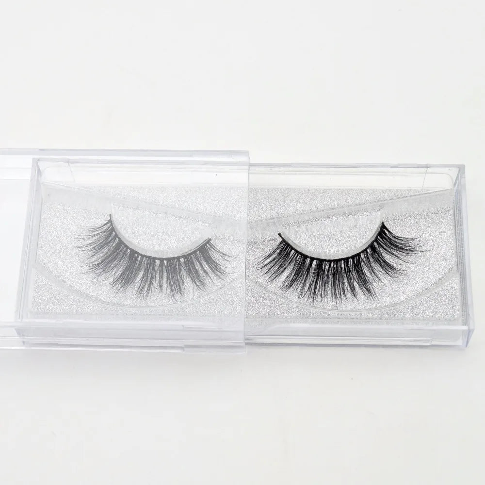 Visofree False Eye Lashes Handmade Natural Make Up False Eyelashes Glitter Packing 1 Pair Box Make Up Sexy 3D Mink Lashes D01