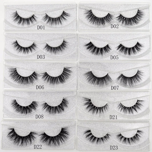 Visofree False Eye Lashes Handmade Natural Make Up False Eyelashes Glitter Packing 1 Pair Box Make Up Sexy 3D Mink Lashes D01