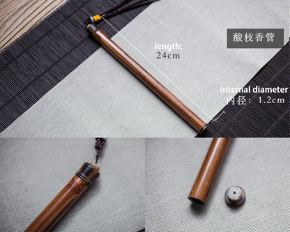 1pc Wood Incense Tube Natural Square Wooden Incense Stick Barrel Holder Convenient Carrying