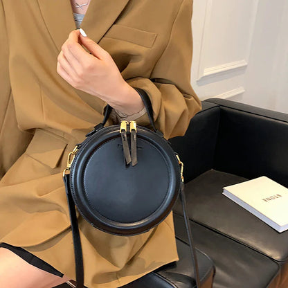 Round Leather Crossbody Bags For Women Luxury High Quality Handbags Women Bags Designer Shoulder Bag Female Retro Clutch Purses