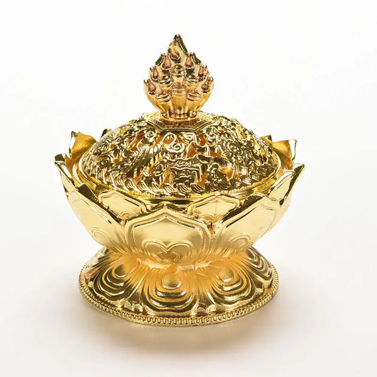 1Pc Holy Tibetan Lotus Incense Burner Alloy Bronze Mini Incense Burner Incensory Metal Craft Home Decor 7.8*7.2*6.0cm