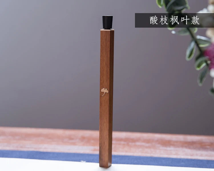 1pc Wood Incense Tube Natural Square Wooden Incense Stick Barrel Holder Convenient Carrying