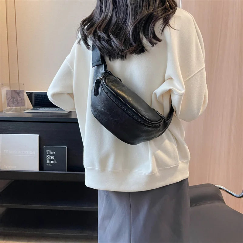 Luxury Brand Female Belt Bag Solid color Leather Fanny pack Purse Fashion Ladies Waist Bag Designer Shoulder Crossbody Chest Bag