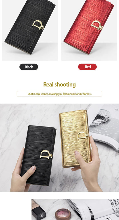 New Genuine Leather Women's Wallet Fashion Card Wallet Luxury Designer Clutch Large Capacity with Mobile Phone Bag