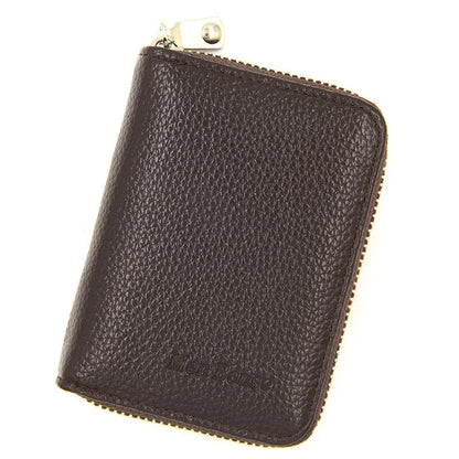 Genuine Leather Men Women Card Holder Small Zipper Wallet Solid Coin Purse Accordion Design rfid ID Business Credit Card Bags