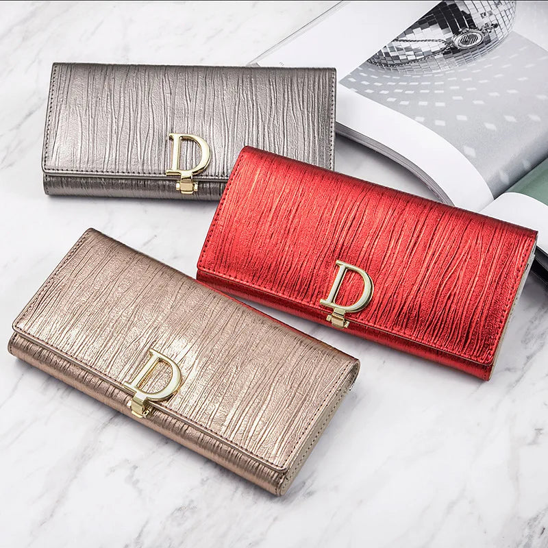 New Genuine Leather Women's Wallet Fashion Card Wallet Luxury Designer Clutch Large Capacity with Mobile Phone Bag