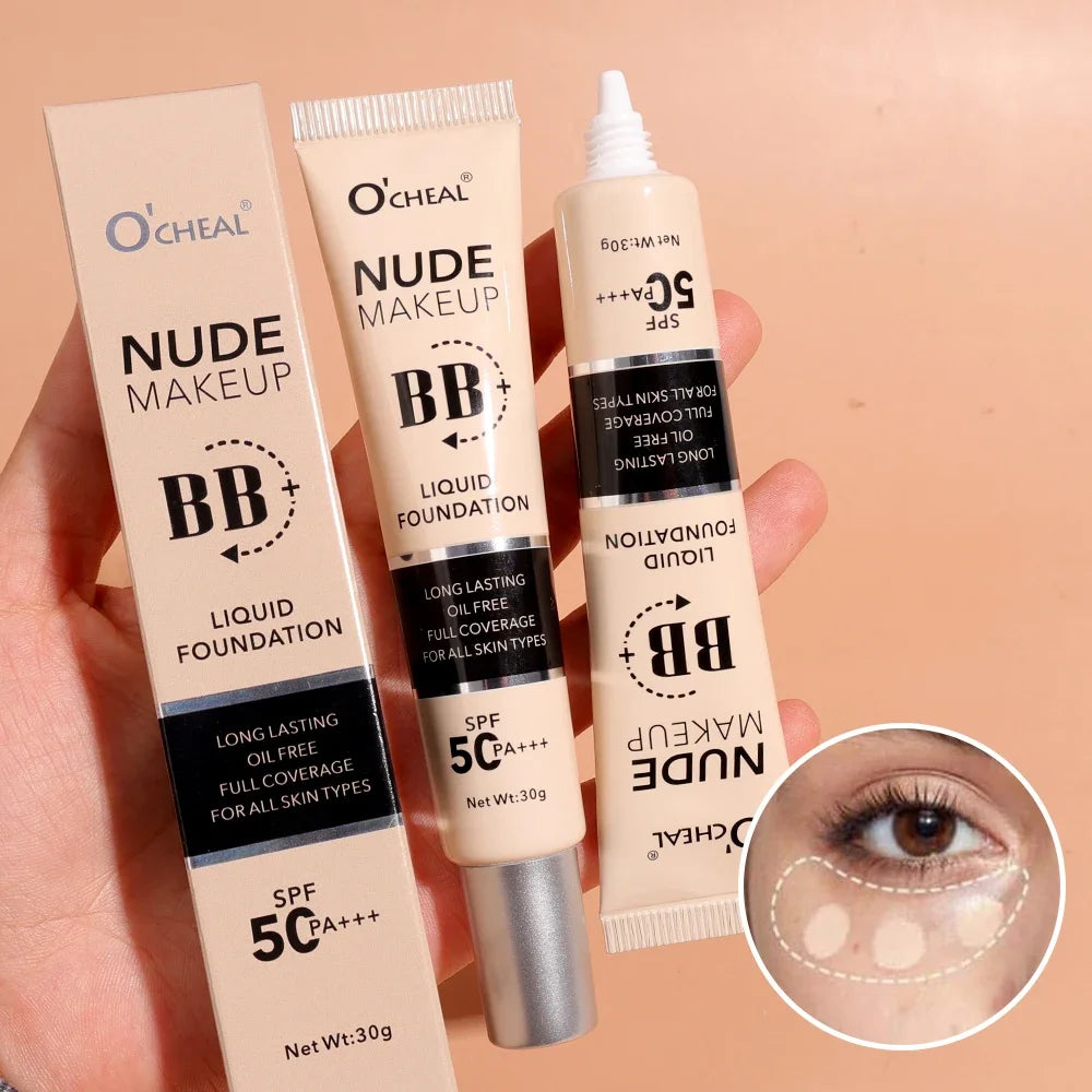 Waterproof Oil Control BB Cream Foundation Lasting Brightening Skin Moisturizing Cover Dark Circles Face Primer Concealer Makeup