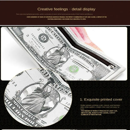 Men Short Wallets Quality PU Leather Credit ID Card Holder Designer Wallet  Creative Currency Pattern Dollars Euro Cash Purses