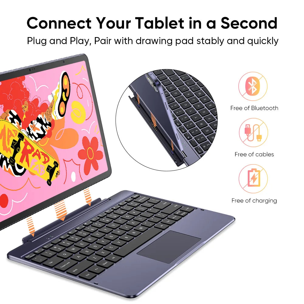 XPPen Smart Keyboard 0 to 175 Degrees Flexible Angle for Magic Drawing Pad Quick connection No Bluetooth or Cables