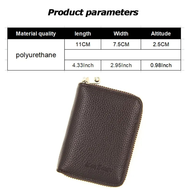 Genuine Leather Men Women Card Holder Small Zipper Wallet Solid Coin Purse Accordion Design rfid ID Business Credit Card Bags