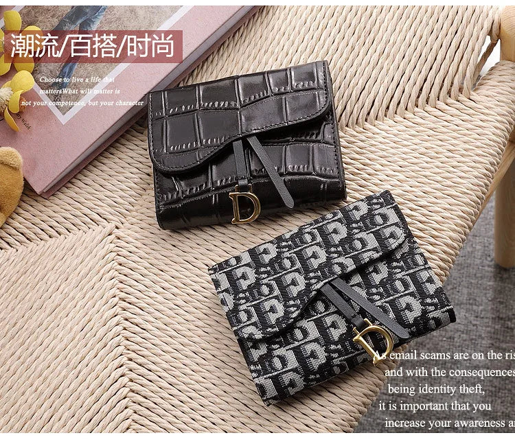 New Short Genuine Leather Wallet for Women Luxury Designer Card Wallet Crocodile Pattern 2024 Fashion Clutch Gift Box Packaging