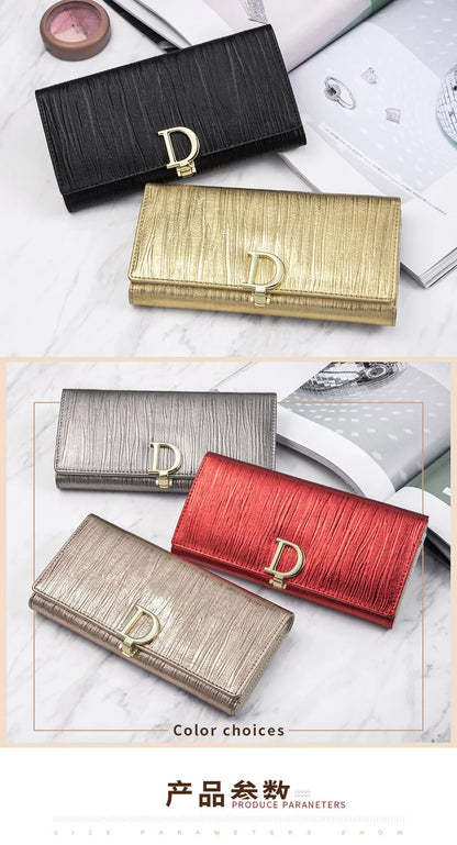 New Genuine Leather Women's Wallet Fashion Card Wallet Luxury Designer Clutch Large Capacity with Mobile Phone Bag