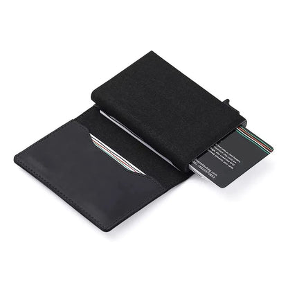 Smart Air Tag Wallet with RFID Slim Design Premium Crazy Horse Leather Pop Up Credit Card Holder Does Not Include Air Tag