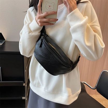 Luxury Brand Female Belt Bag Solid color Leather Fanny pack Purse Fashion Ladies Waist Bag Designer Shoulder Crossbody Chest Bag