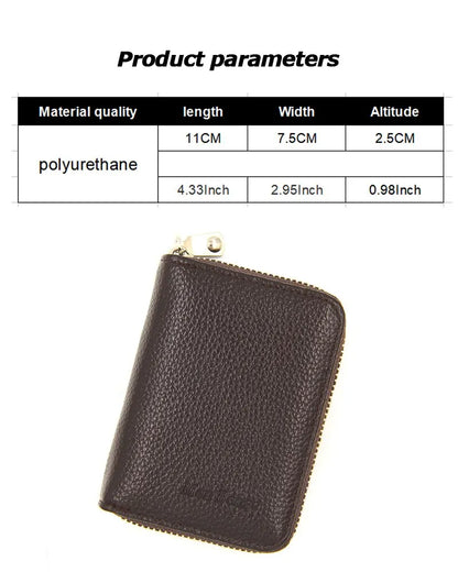 Genuine Leather Men Women Card Holder Small Zipper Wallet Solid Coin Purse Accordion Design rfid ID Business Credit Card Bags