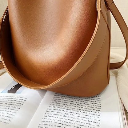 2piece/set Fashion Designer Pu Leather Women's Handbags Good Casual Ladies Tote Female Black Bucket Women Shoulder Crossbody Bag