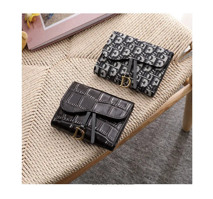 New Short Genuine Leather Wallet for Women Luxury Designer Card Wallet Crocodile Pattern 2024 Fashion Clutch Gift Box Packaging