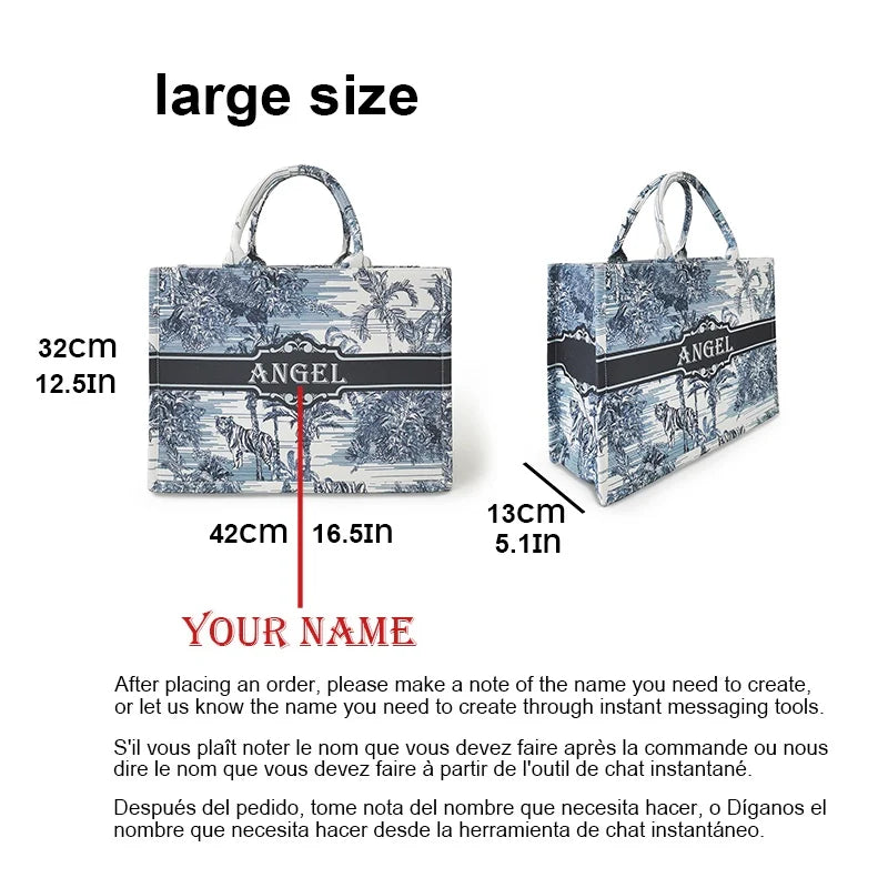 The Tote Bag For Women customizable Letter Luxury Fashion Designer brand bag Handbag large Capacity Casual travel bags Beach bag