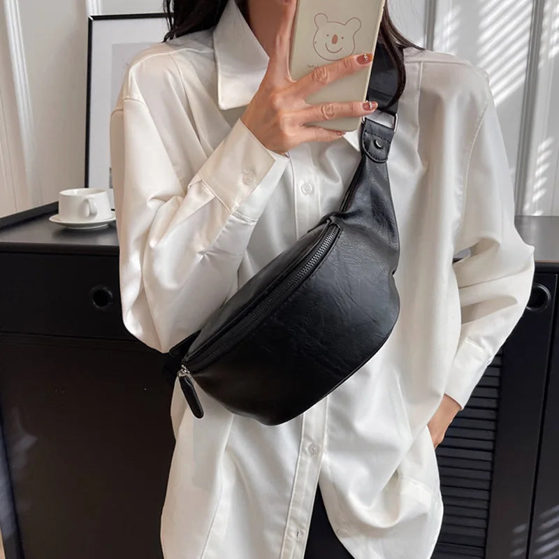 Luxury Brand Female Belt Bag Solid color Leather Fanny pack Purse Fashion Ladies Waist Bag Designer Shoulder Crossbody Chest Bag