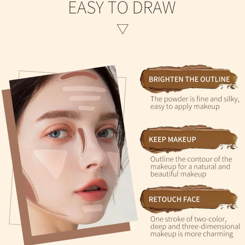 Double-headed Face Brown Bronzer Contour Stick Face Foundation Make Up Pen Smooth Contour Shadow Highlight Concealer Cosmetics