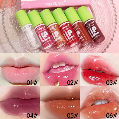 6PCS Moisturizing Lip Gloss Transparent Lip Oil Hydrating Lip Glaze Lip Plumper Hydrating Make Up Liquid Lipstick Set Cosmetics