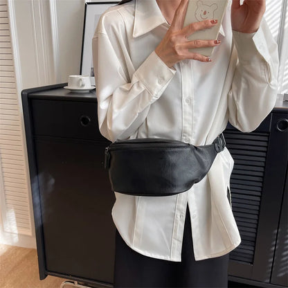 Luxury Brand Female Belt Bag Solid color Leather Fanny pack Purse Fashion Ladies Waist Bag Designer Shoulder Crossbody Chest Bag