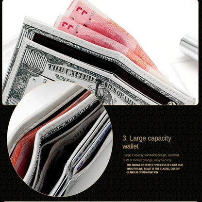 Men Short Wallets Quality PU Leather Credit ID Card Holder Designer Wallet  Creative Currency Pattern Dollars Euro Cash Purses