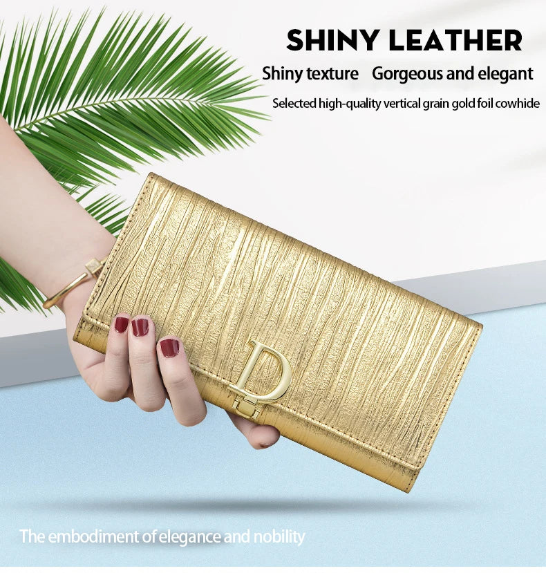 New Genuine Leather Women's Wallet Fashion Card Wallet Luxury Designer Clutch Large Capacity with Mobile Phone Bag