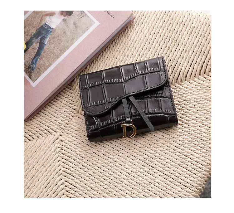 New Short Genuine Leather Wallet for Women Luxury Designer Card Wallet Crocodile Pattern 2024 Fashion Clutch Gift Box Packaging