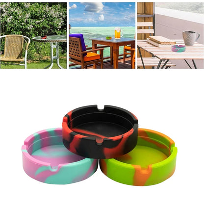 Portable Silicone Ashtray Marble Striped Camouflage Luminous Fluorescent White Smoke Cup Creative Circular Home Use