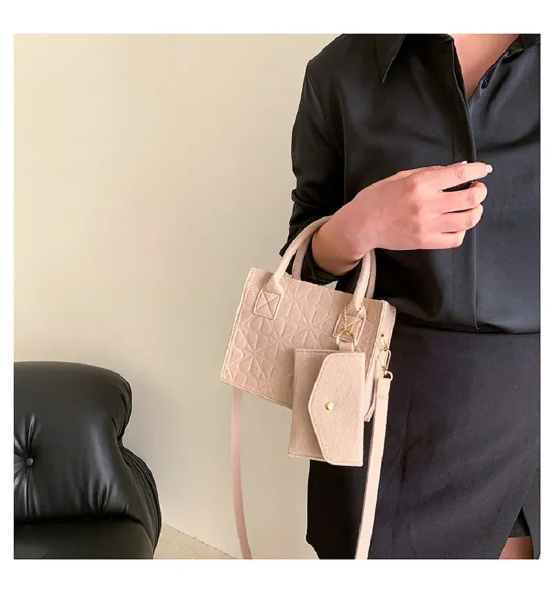 New Zipper Messenger Bag Solid Color Felt Women Shoulder Bag Luxury Designer Handbag Casual Crossbody Bags for Women