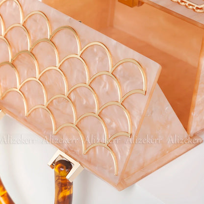 Alizekerr Acrylic Box Evening Clutch Bags Women Luxury Designer  Acrylic Handle House Shaped Purses And Handbags Wedding Party